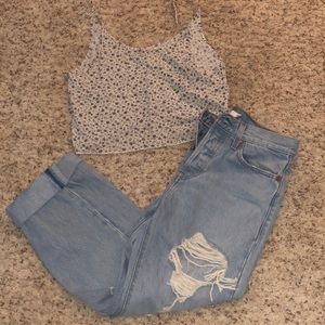 Crop Cami and Levi's Boyfriend Jean Combo